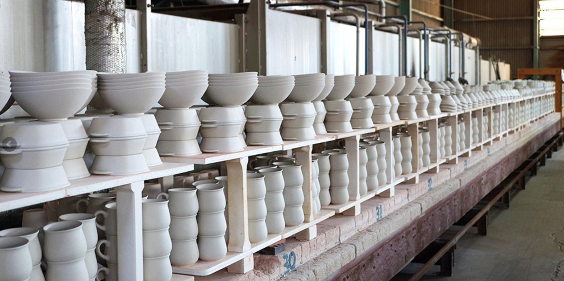 Stacks of bisqueware